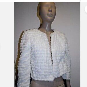 Calvin Klein Womens Petite Open-Front Cropped Faux Fur Jacket PXS New With Tag